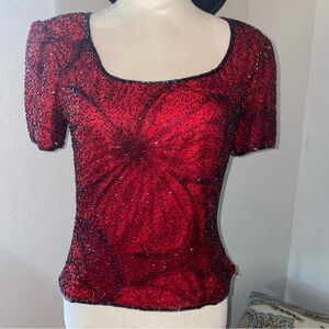 Beaded Silk Party Top
